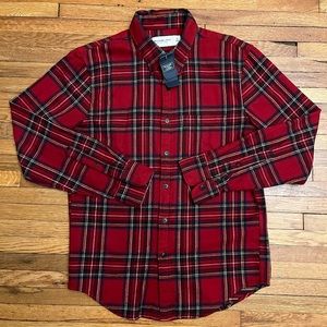 NWT Abercrombie & Fitch Soft AF Flannel Men's Red Blue White Button Down Size XS
